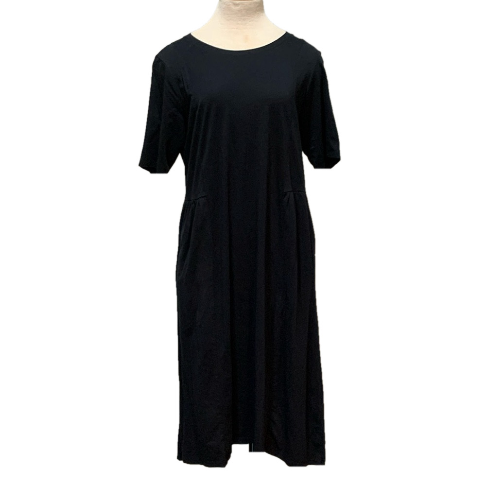LOGO Lori Goldstein sz M black short sleeve maxi dress
